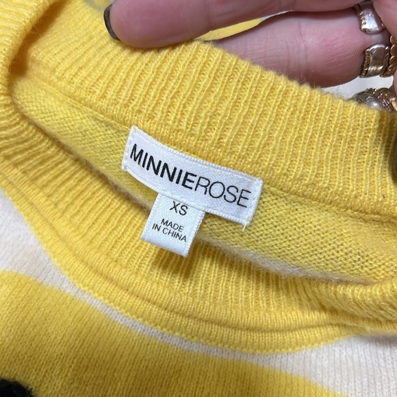 Minnie Rose Cashmere Stripe Happy Face Sweater Size XS - Picture 7 of 10
